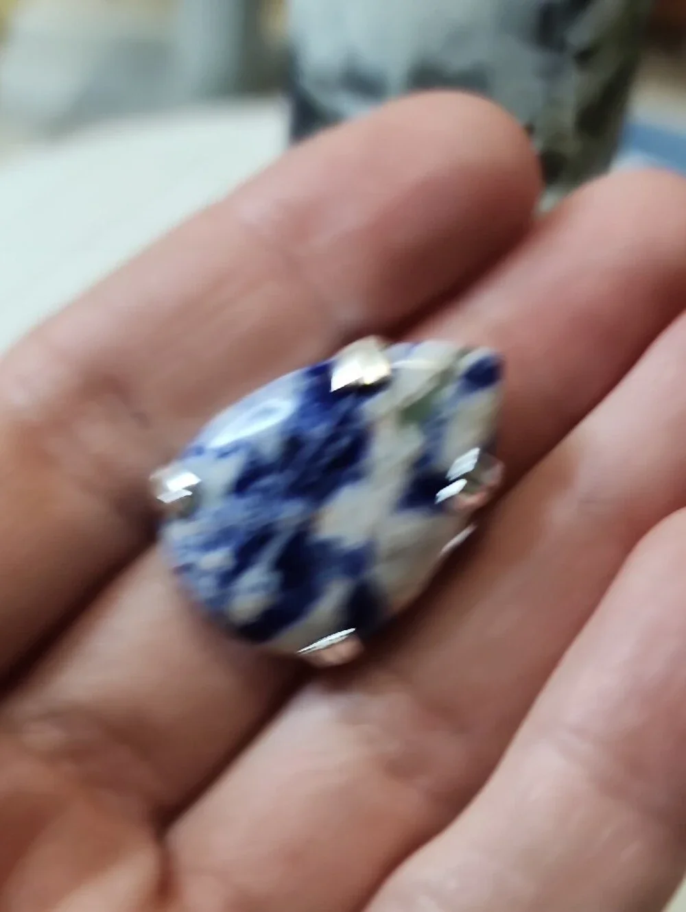 Teardrop Blue & White Stone Ring - Women Jewelry